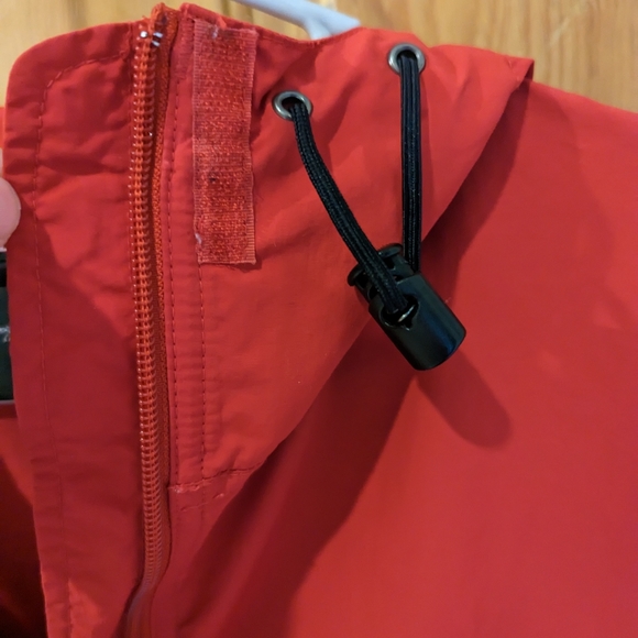 Vintage LL Bean women's L Red Anorak Nylon Windbreaker Hooded 1/4 Zip Jacket - Picture 8 of 8